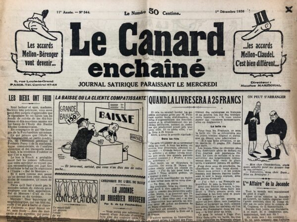N° 544 du Canard Enchaîné -  1 Décembre 1926