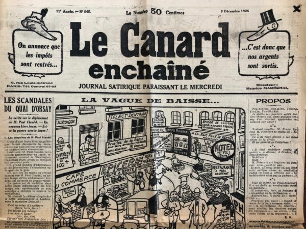 N° 545 du Canard Enchaîné -  8 Décembre 1926