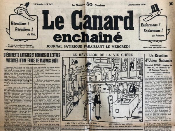 N° 547 du Canard Enchaîné -  22 Décembre 1926