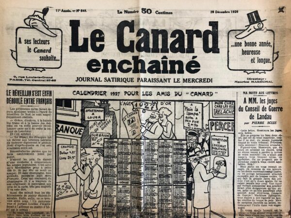 N° 548 du Canard Enchaîné -  29 Décembre 1926