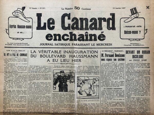 N° 551 du Canard Enchaîné -  19 Janvier 1927