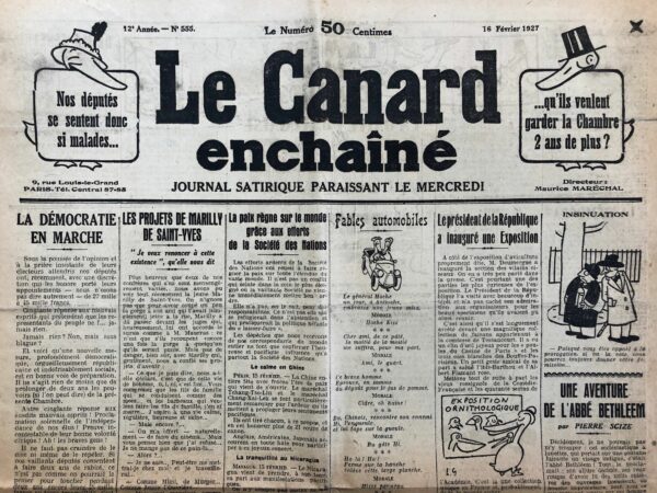 N° 555 du Canard Enchaîné -  16 Février 1927