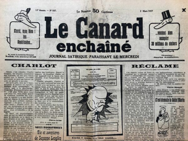 N° 557 du Canard Enchaîné -  2 Mars 1927