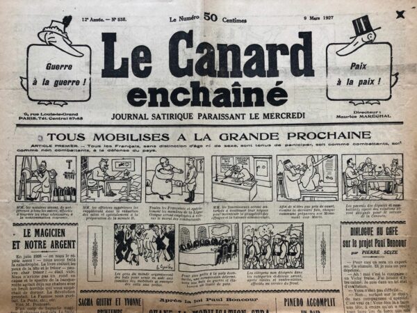 N° 558 du Canard Enchaîné -  9 Mars 1927