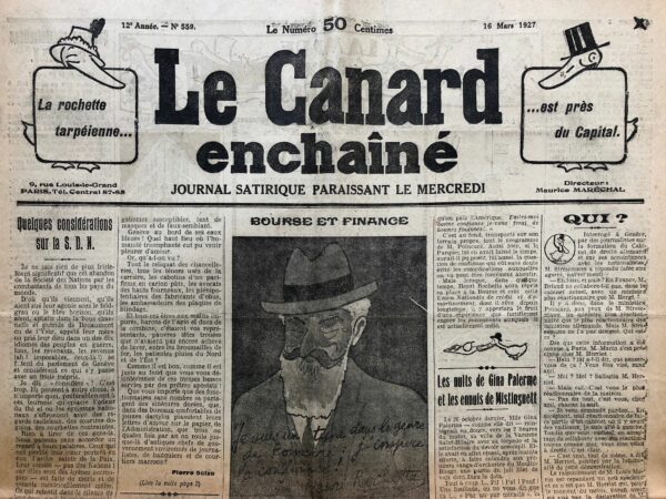 N° 559 du Canard Enchaîné -  16 Mars 1927