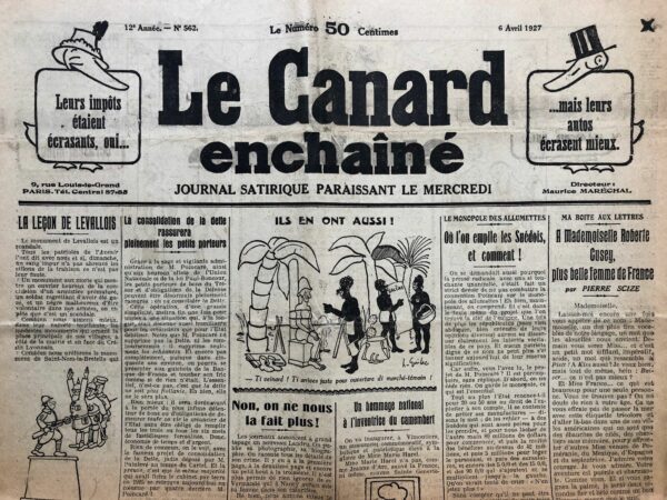 N° 562 du Canard Enchaîné -  6 Avril 1927