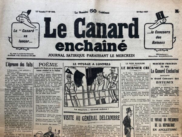 N° 568 du Canard Enchaîné -  18 Mai 1927