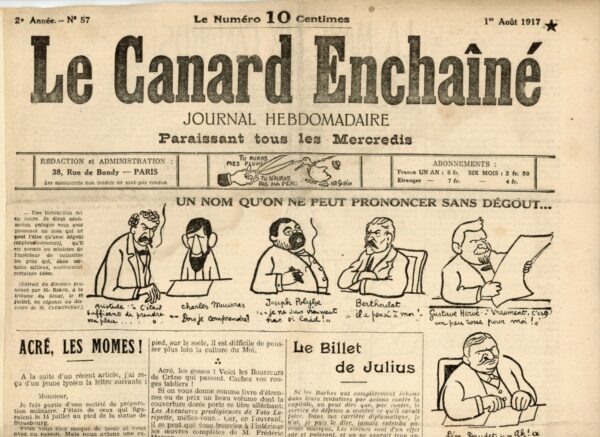 N° 57 du Canard Enchaîné -  1 Août 1917