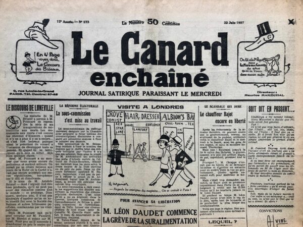 N° 573 du Canard Enchaîné -  22 Juin 1927