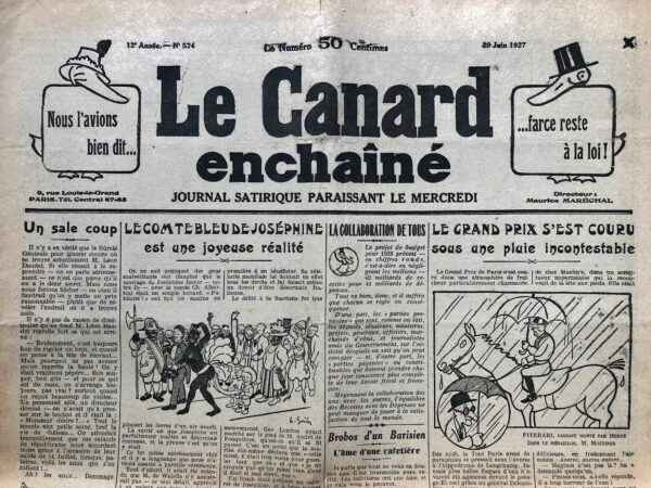 N° 574 du Canard Enchaîné -  29 Juin 1927