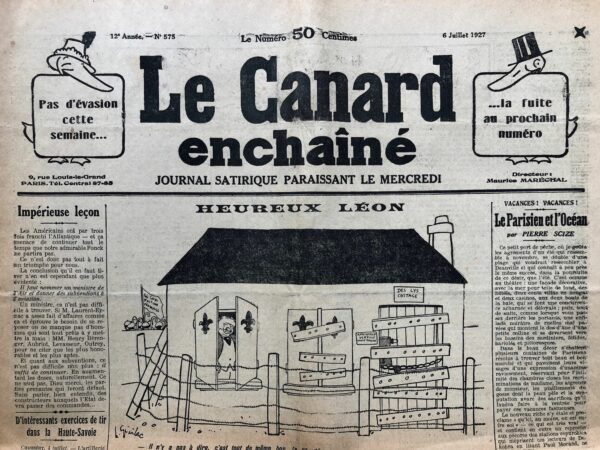 N° 575 du Canard Enchaîné -  6 Juillet 1927