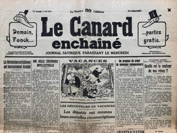 N° 577 du Canard Enchaîné -  20 Juillet 1927