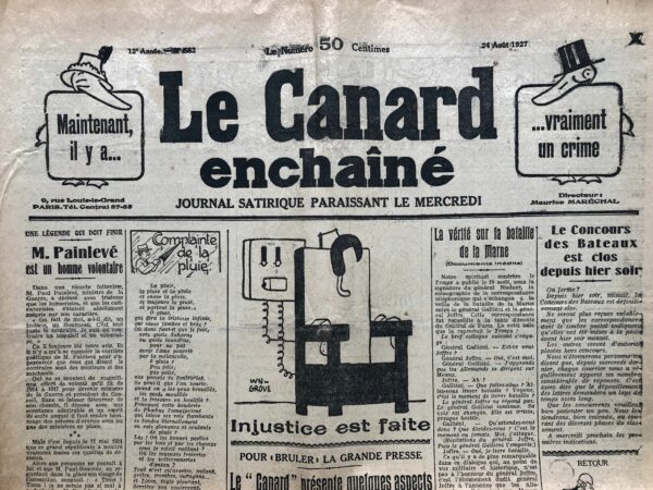 N° 582 du Canard Enchaîné -  24 Août 1927