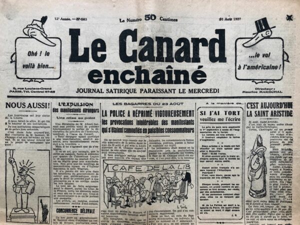 N° 583 du Canard Enchaîné -  31 Août 1927