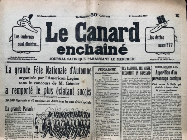 N° 586 du Canard Enchaîné -  21 Septembre 1927