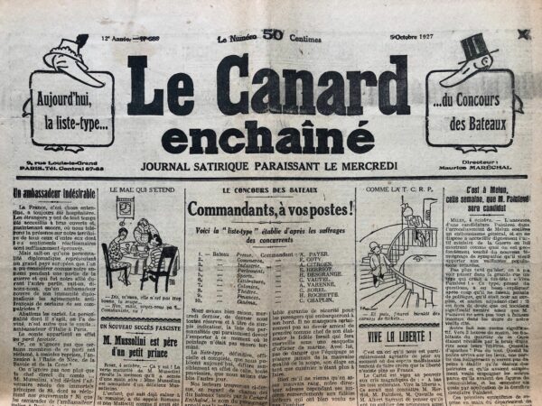 N° 588 du Canard Enchaîné -  5 Octobre 1927