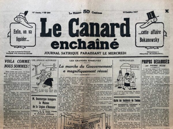 N° 589 du Canard Enchaîné -  12 Octobre 1927