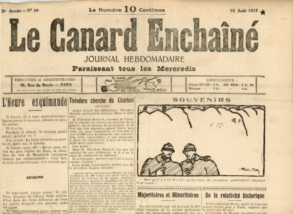 N° 59 du Canard Enchaîné -  15 Août 1917
