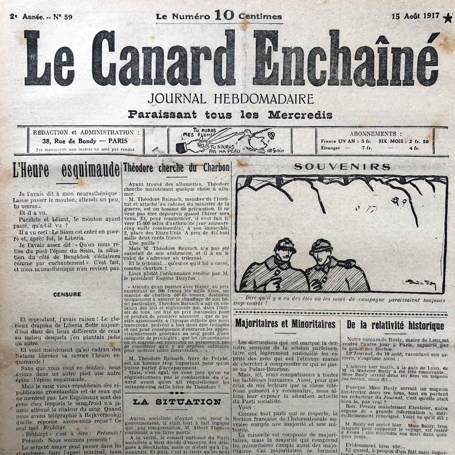 Couac ! | Acheter un Canard | Vente d'Anciens Journaux du Canard Enchaîné. Des Journaux Satiriques de Collection, Historiques & Authentiques de 1916 à 2005 ! | 59 4