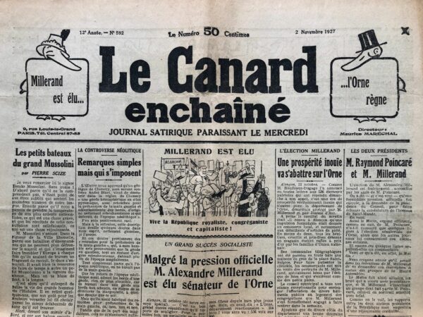 N° 592 du Canard Enchaîné -  2 Novembre 1927