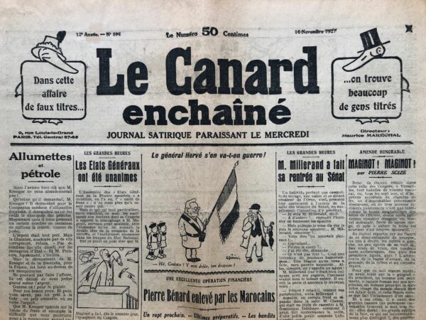 N° 594 du Canard Enchaîné -  16 Novembre 1927