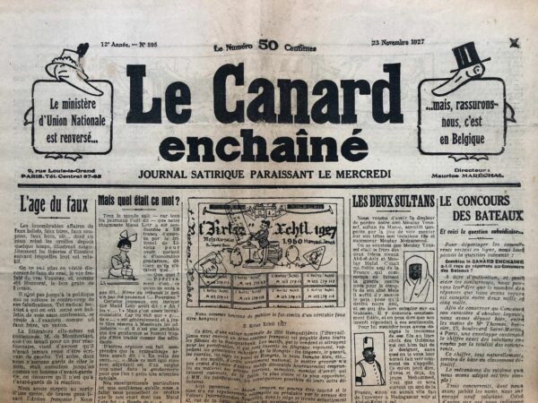 N° 595 du Canard Enchaîné -  23 Novembre 1927