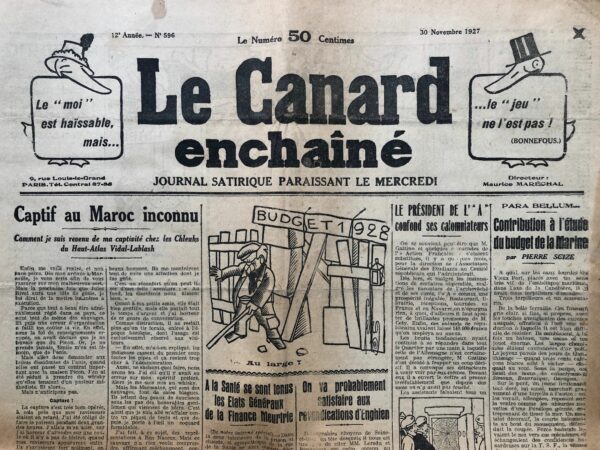 N° 596 du Canard Enchaîné -  30 Novembre 1927
