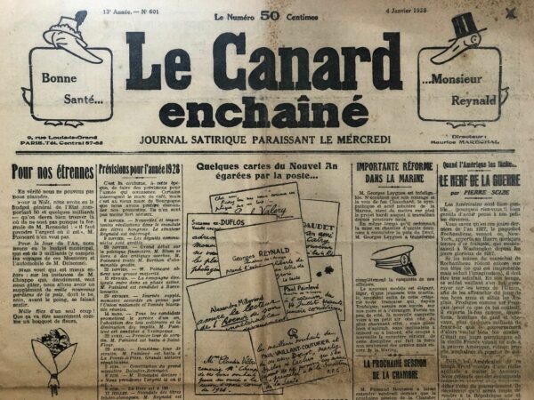 N° 601 du Canard Enchaîné -  4 Janvier 1928