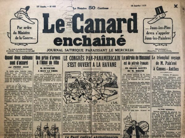 N° 603 du Canard Enchaîné -  18 Janvier 1928