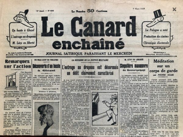 N° 610 du Canard Enchaîné -  7 Mars 1928