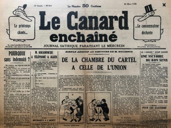 N° 612 du Canard Enchaîné -  21 Mars 1928