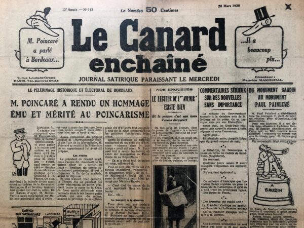 N° 613 du Canard Enchaîné -  28 Mars 1928