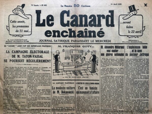 N° 615 du Canard Enchaîné -  11 Avril 1928