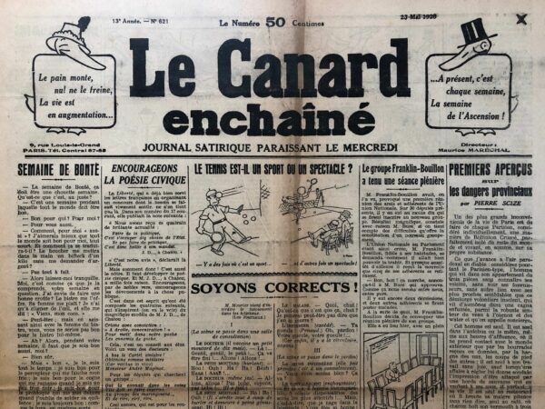 N° 621 du Canard Enchaîné -  23 Mai 1928