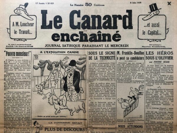 N° 623 du Canard Enchaîné -  6 Juin 1928
