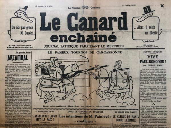 N° 630 du Canard Enchaîné -  25 Juillet 1928