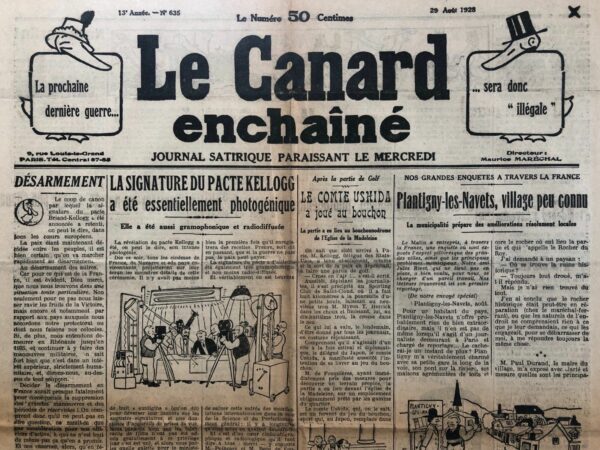 N° 635 du Canard Enchaîné -  29 Août 1928