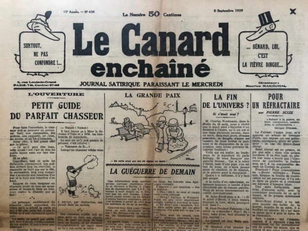 N° 636 du Canard Enchaîné -  5 Septembre 1928