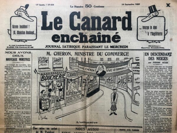 N° 638 du Canard Enchaîné -  19 Septembre 1928
