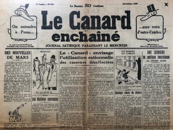 N° 643 du Canard Enchaîné -  24 Octobre 1928