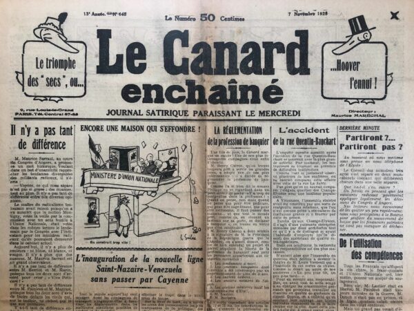 N° 645 du Canard Enchaîné -  7 Novembre 1928