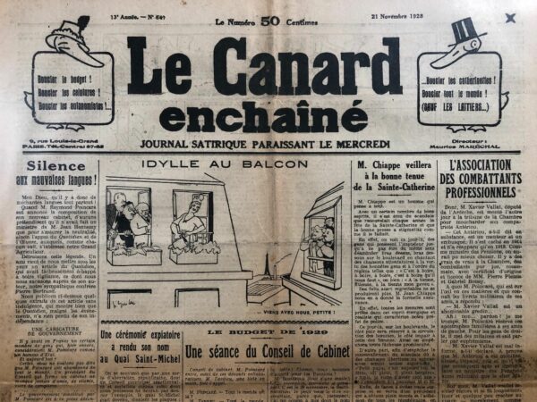 N° 647 du Canard Enchaîné -  21 Novembre 1928