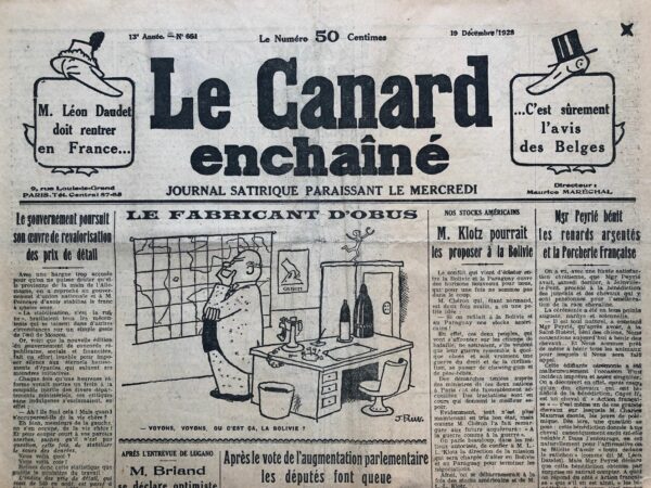 N° 651 du Canard Enchaîné -  19 Décembre 1928