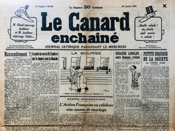N° 657 du Canard Enchaîné -  30 Janvier 1929