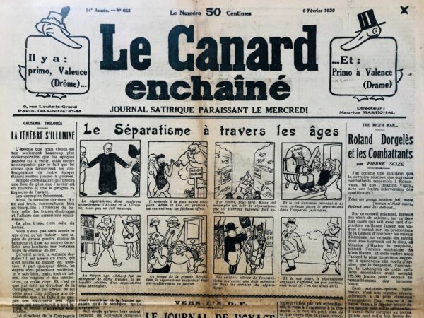 N° 658 du Canard Enchaîné -  6 Février 1929