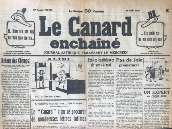 N° 668 du Canard Enchaîné -  17 Avril 1929