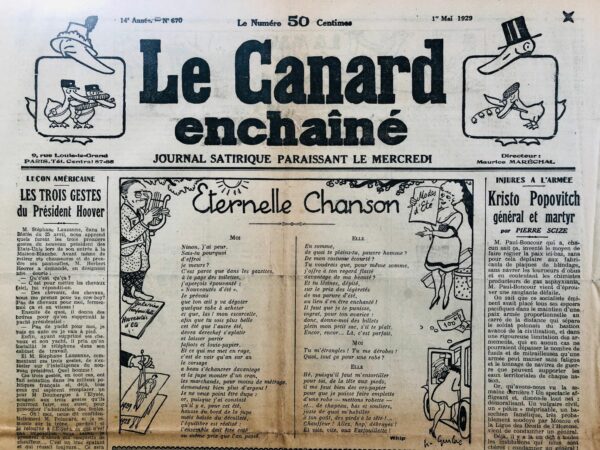 N° 670 du Canard Enchaîné -  1 Mai 1929