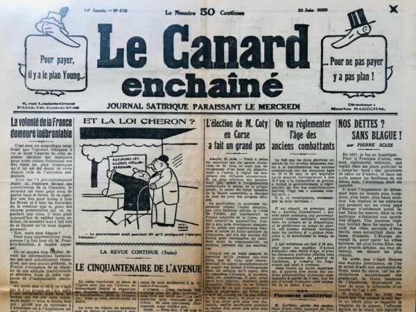 N° 678 du Canard Enchaîné -  26 Juin 1929