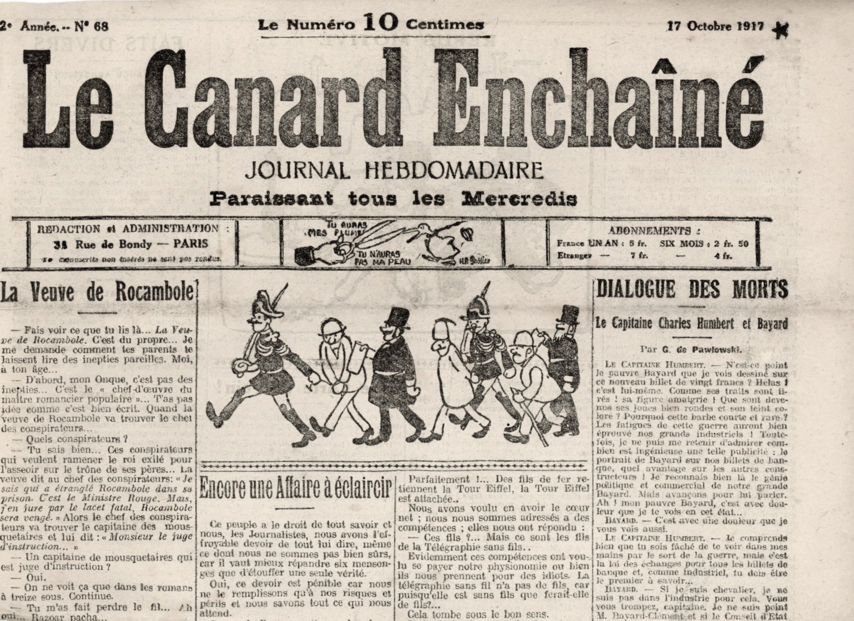 N° 68 du Canard Enchaîné - 17 Octobre 1917 | 89,00 € | 68 | Couac ! | Presse Authentique de l'Epoque ! Pour des Cadeaux Originaux : Journal Rare Anniversaire, de Naissance... N° 68 du Canard Enchaîné -  17 Octobre 1917