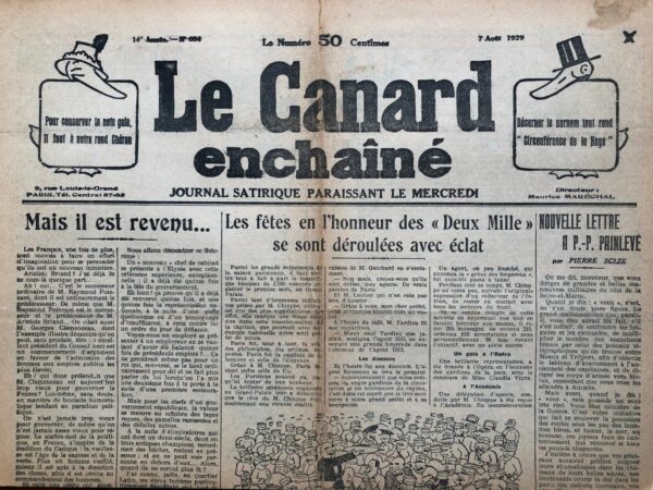 N° 684 du Canard Enchaîné -  7 Août 1929